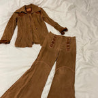 Vintage North Beach Leather 1970s Camel Suede Whipstitch Suit