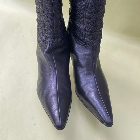 Manolo Blahnik Tall Black Leather Boots