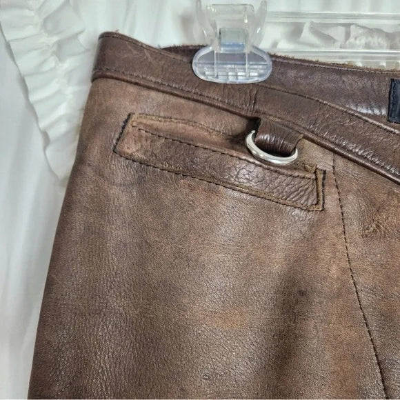 Agatha Blois Y2K Lace-Up Flare Pants Brown Leather
