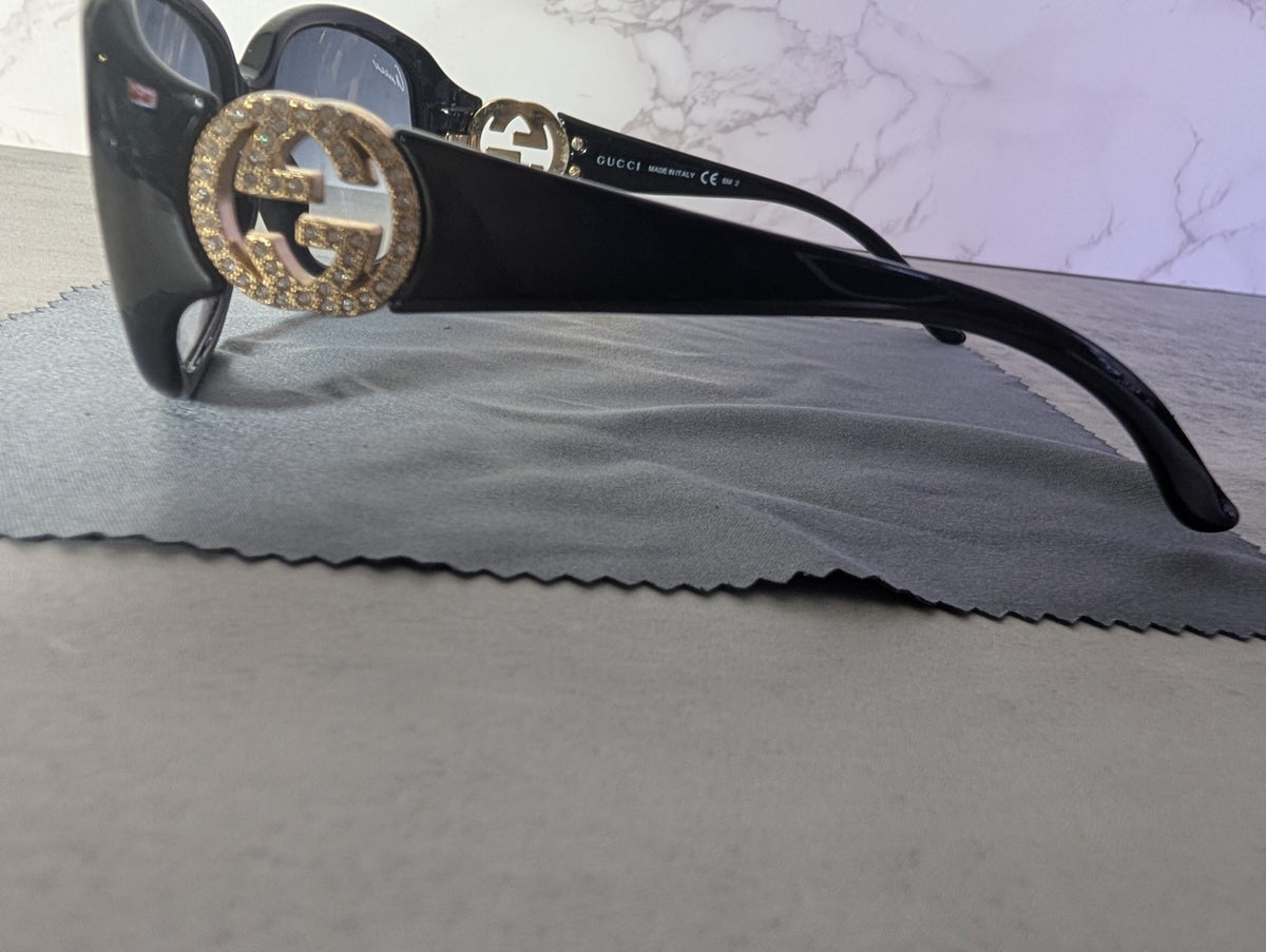 Gucci GG 3578/S Crystal Interlocking G Sunglasses, Gold and Black