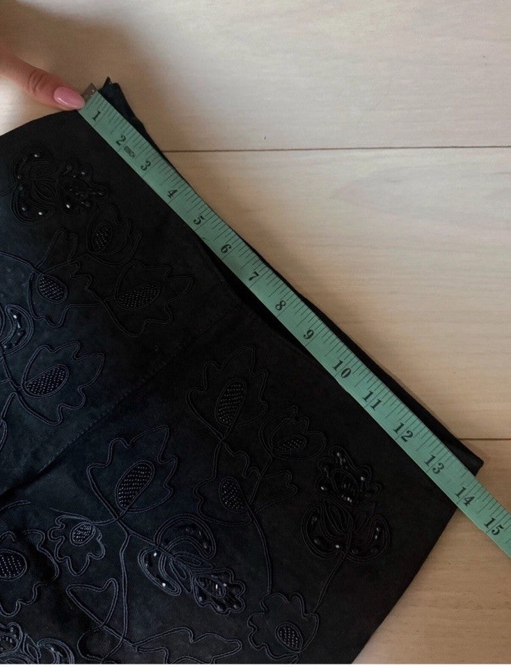 Bebe Black Suede Embellished Bootcut Flare Pants
