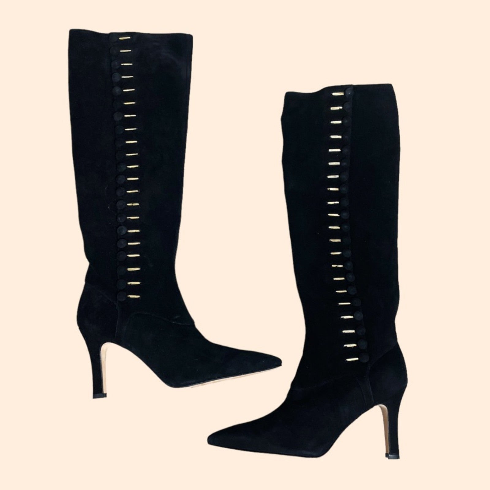 Manolo Blahnik Black Suede Knee High Boots