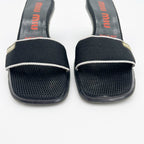 Miu Miu Black Mesh Logo Kitten Heel Mules