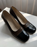 Chanel Two-Tone Metallic Silver and Brown Leather Cap Toe Pumps