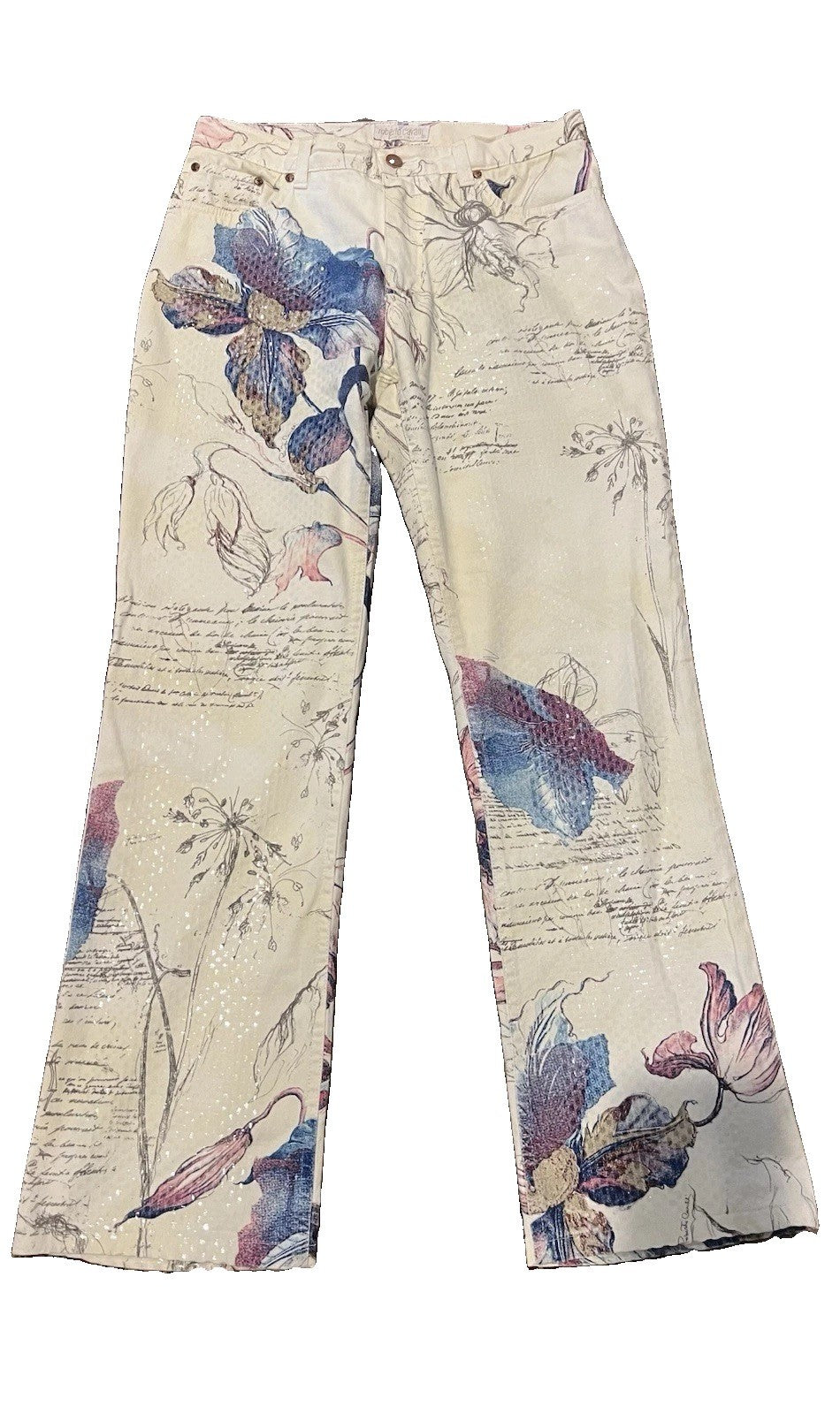 Roberto Cavalli Floral Embroidered Sequin Jeans