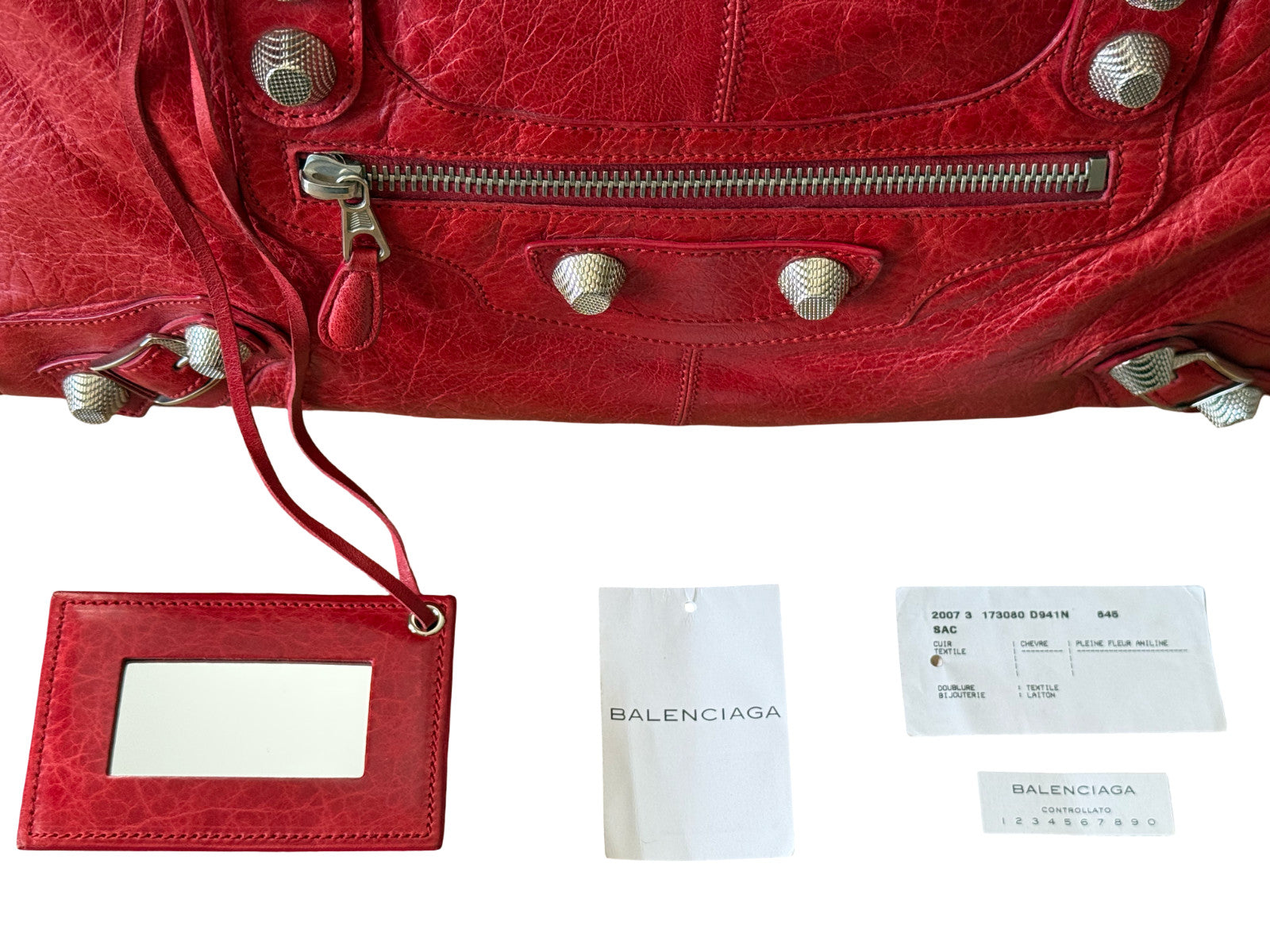 Balenciaga Red Lambskin City Work Bag, Giant 21 Silver Hardware