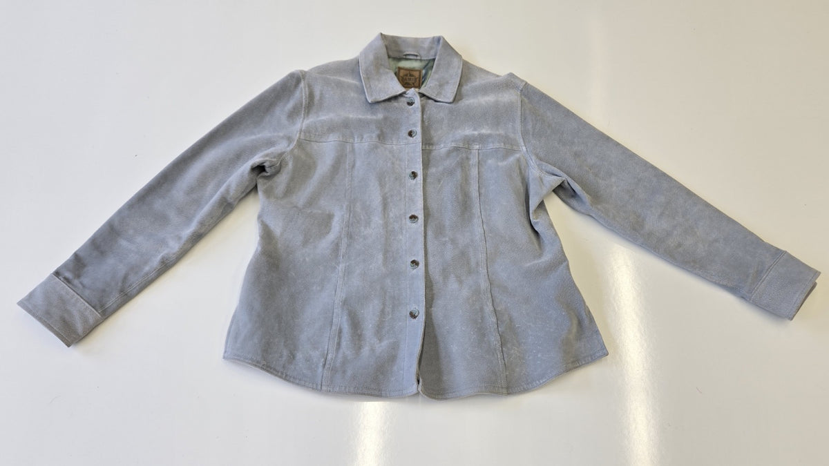 AMI Leather Suede Shirt Jacket, Pastel Blue