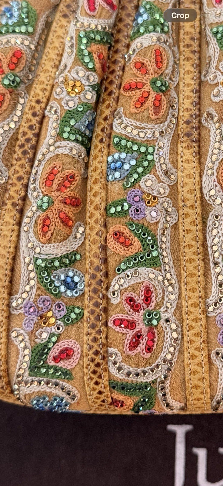 Judith Leiber Beaded Clutch, Gold Multicolor Floral