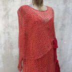 Marjone 1920s Red Silk Chiffon Polka Dot Dress