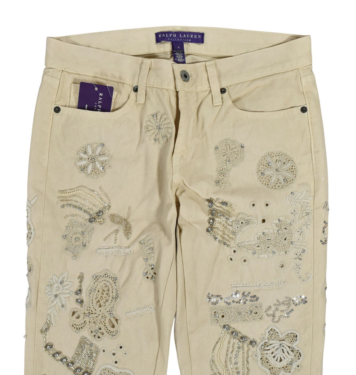 Ralph Lauren Purple Label Metal-Embellished Cotton Jeans