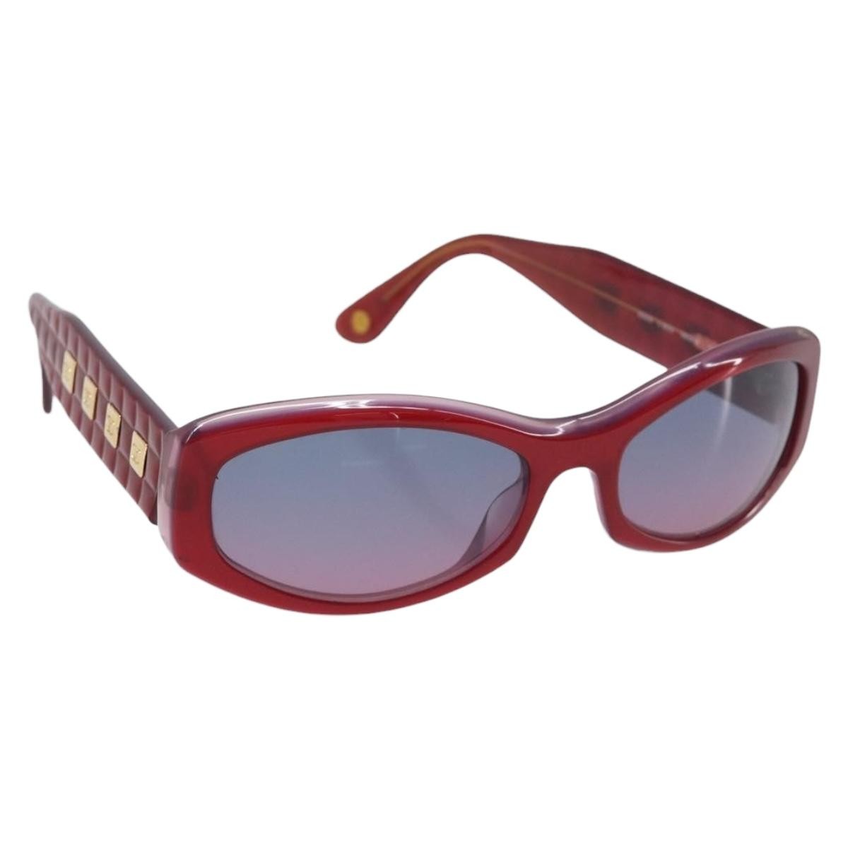 Chanel Sunglasses, Red Plastic with Gold-Tone CC Hardware