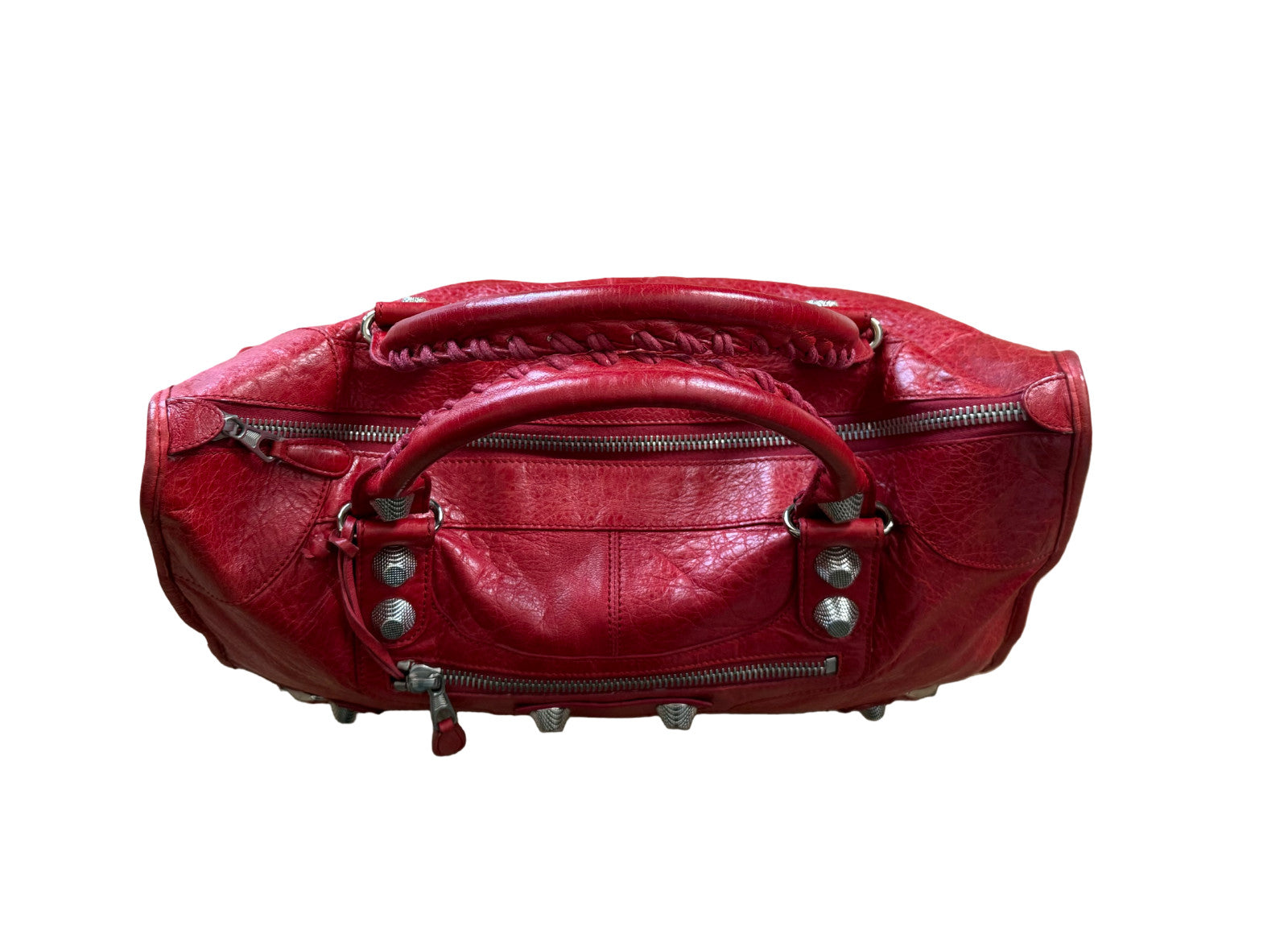 Balenciaga Red Lambskin City Work Bag, Giant 21 Silver Hardware