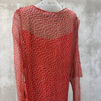 Marjone 1920s Red Silk Chiffon Polka Dot Dress
