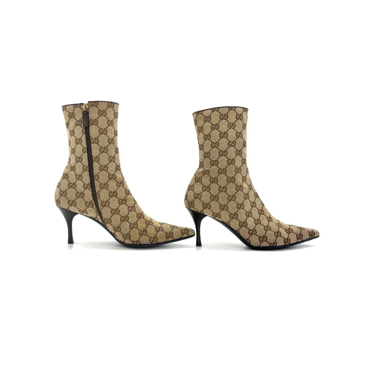 Gucci by Tom Ford GG Monogram Canvas Pointed-Toe Ankle Boots