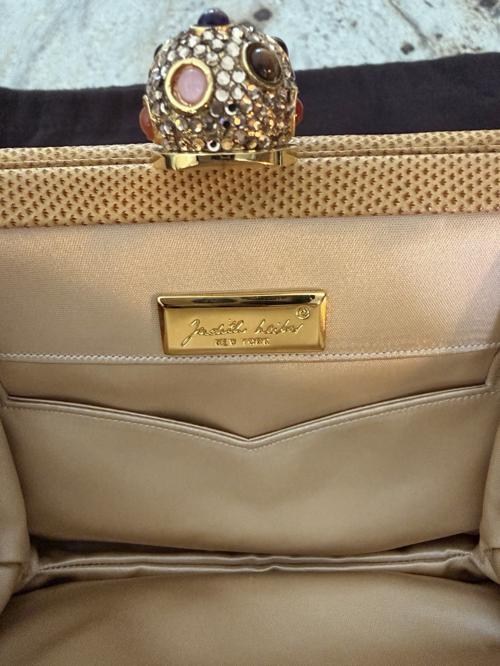 Judith Leiber Beaded Clutch, Gold Multicolor Floral