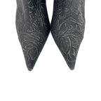 Roberto Cavalli Denim Floral Print Knee-High Boots