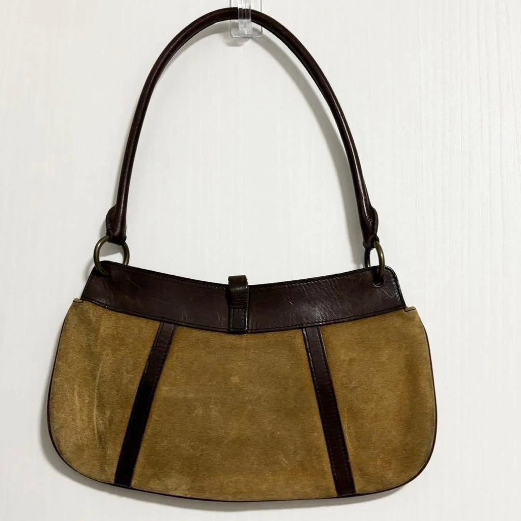 Vintage Ralph Lauren 1980s Brown Suede & Leather Shoulder Bag
