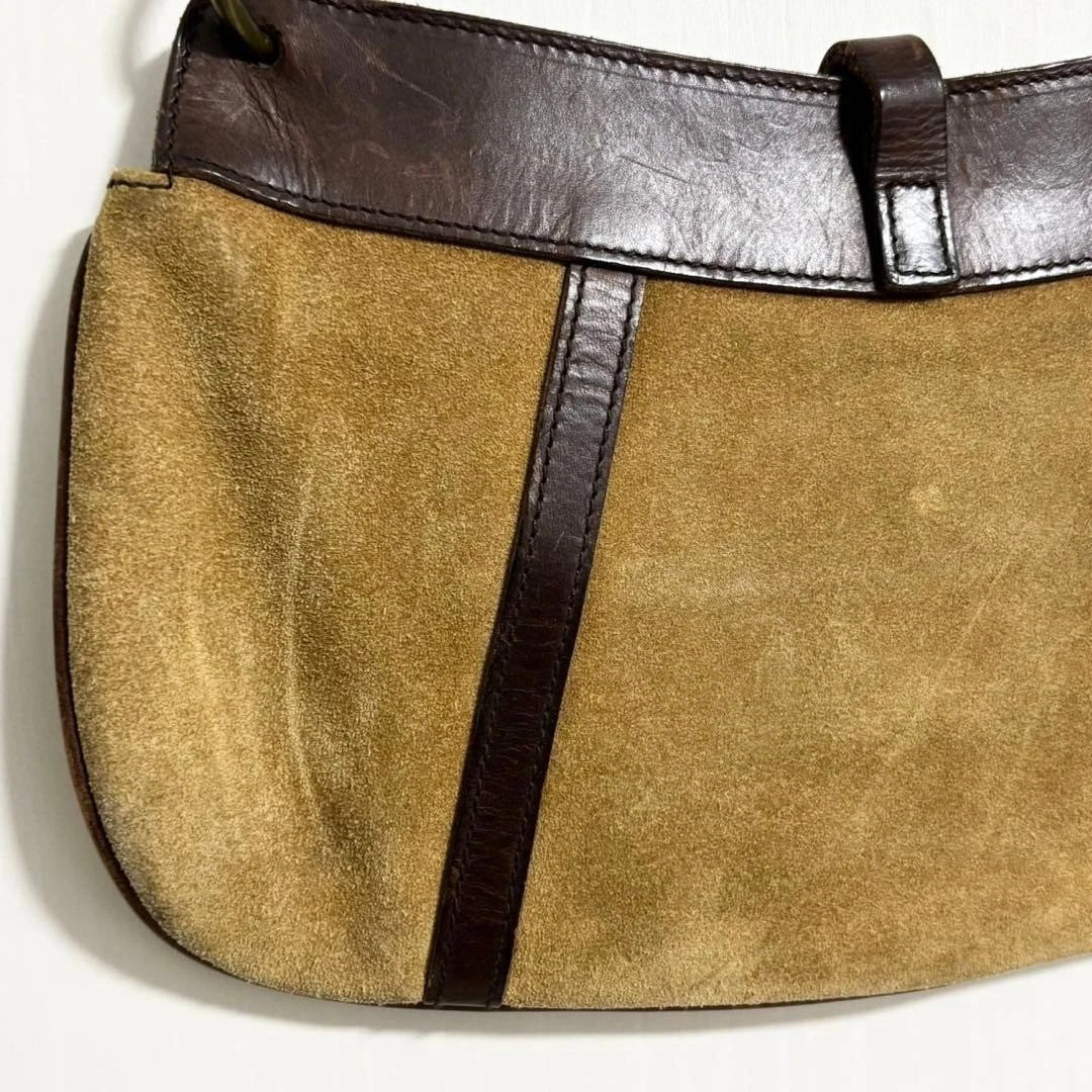 Vintage Ralph Lauren 1980s Brown Suede & Leather Shoulder Bag