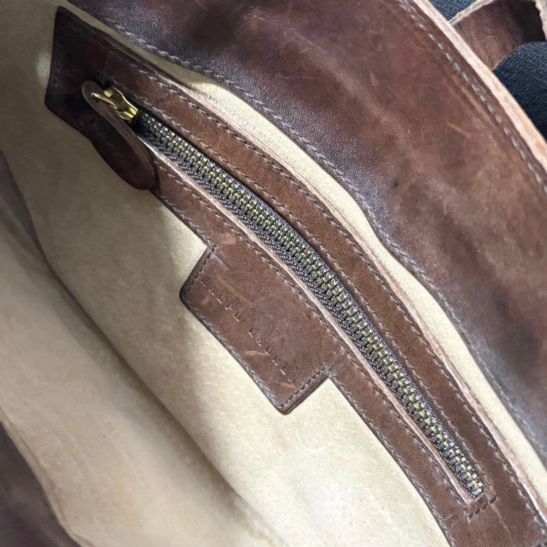 Vintage Ralph Lauren 1980s Brown Suede & Leather Shoulder Bag