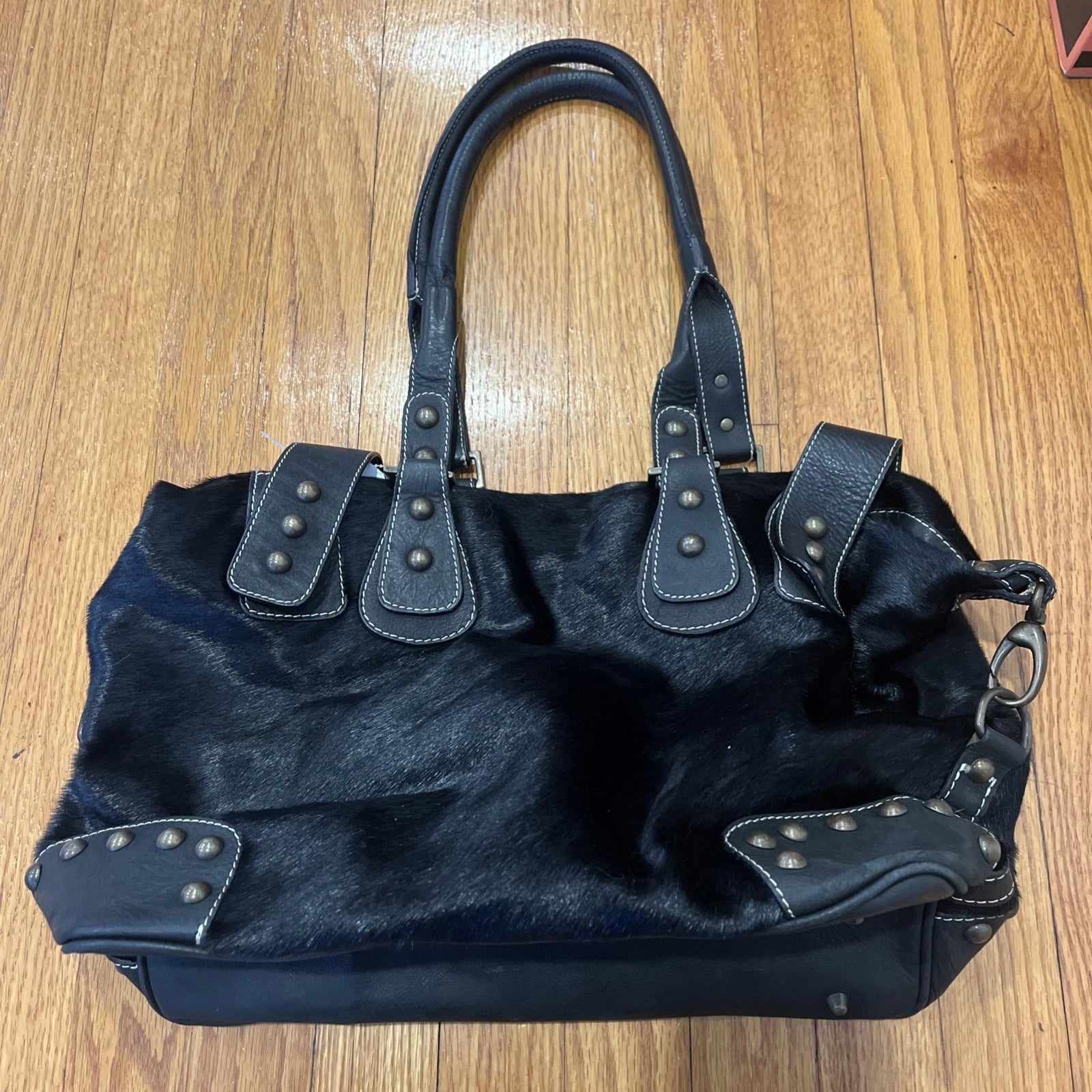 Vintage Guias Black Fur Tote