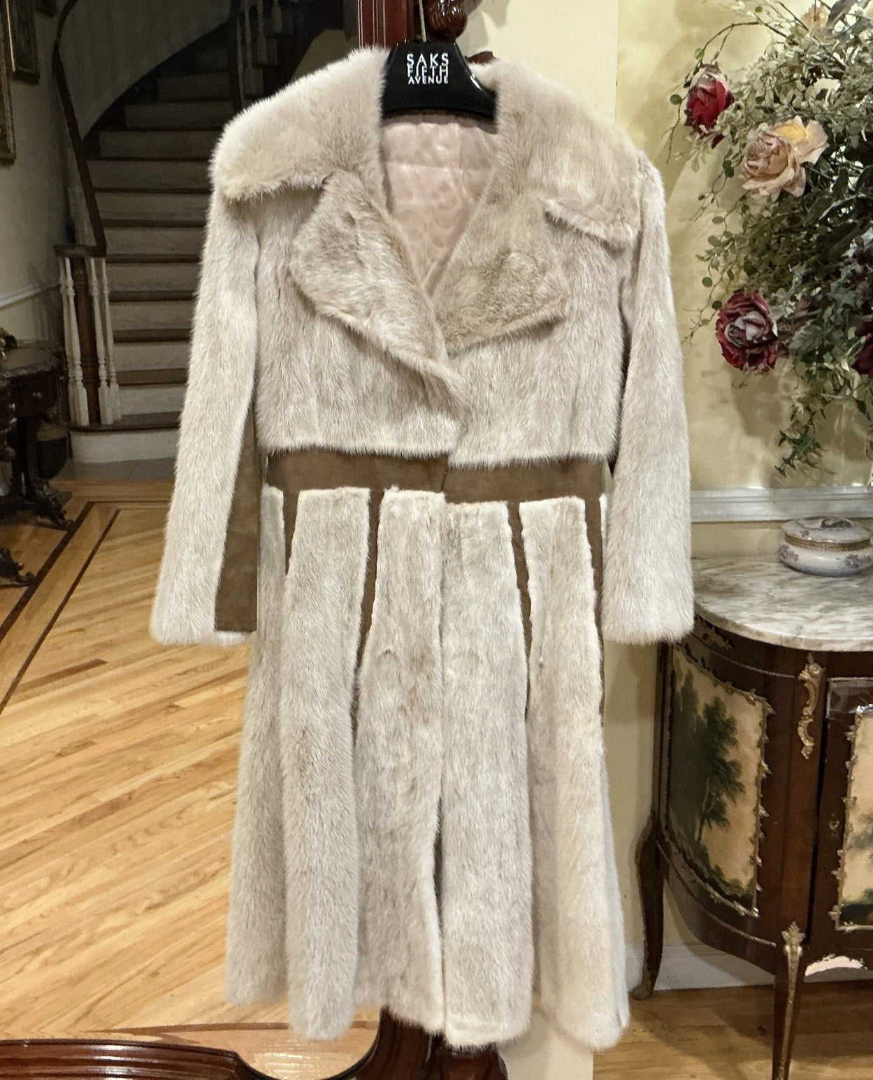 Vintage Beige Mink Fur Coat Size