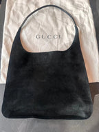 Vintage Gucci Black Suede Shoulder Bag