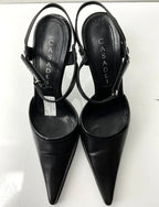 Vintage Casadei Black Leather Ankle-Strap Heels
