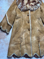 1990s Faux Fur Coat Brown