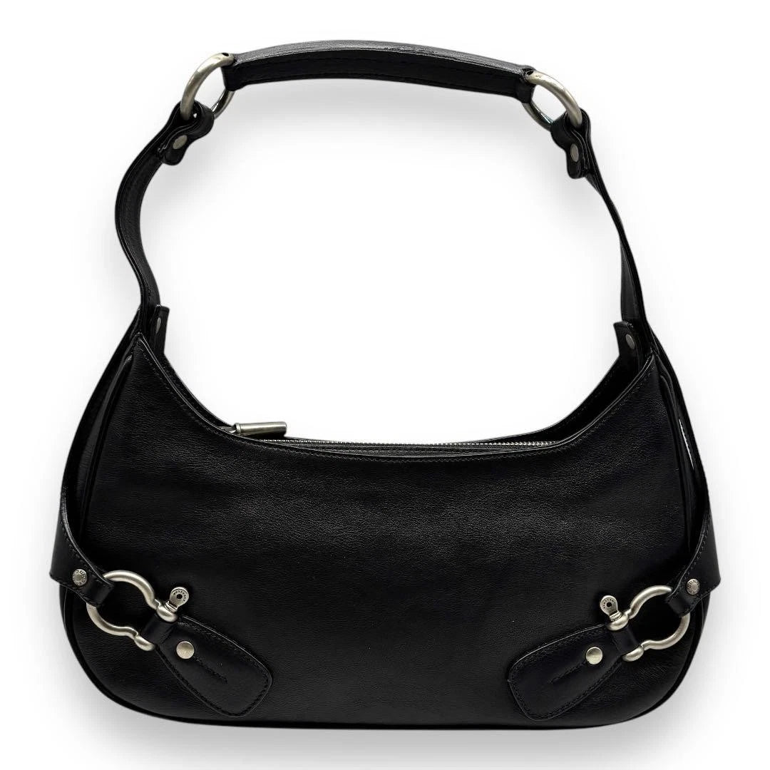 Vintage Burberry Shoulder Bag Black Leather