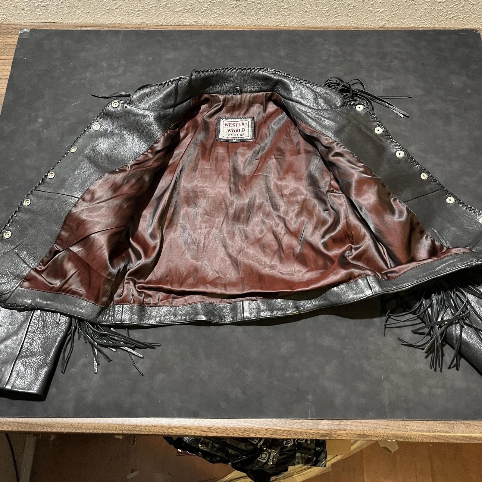 Western World Leather Fringe Beaded Jacket (M)