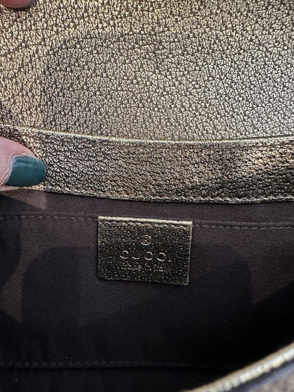 Vintage Gucci Metallic Gold Leather Horsebit Chain Clutch