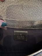 Vintage Gucci Metallic Gold Leather Horsebit Chain Clutch