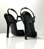 Vintage Casadei Black Leather Ankle-Strap Heels