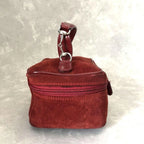 Vintage Gucci Suede Leather Horsebit Vanity Bag Burgundy