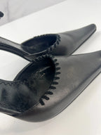 Vintage Casadei Black Leather Ankle Cuff Heels