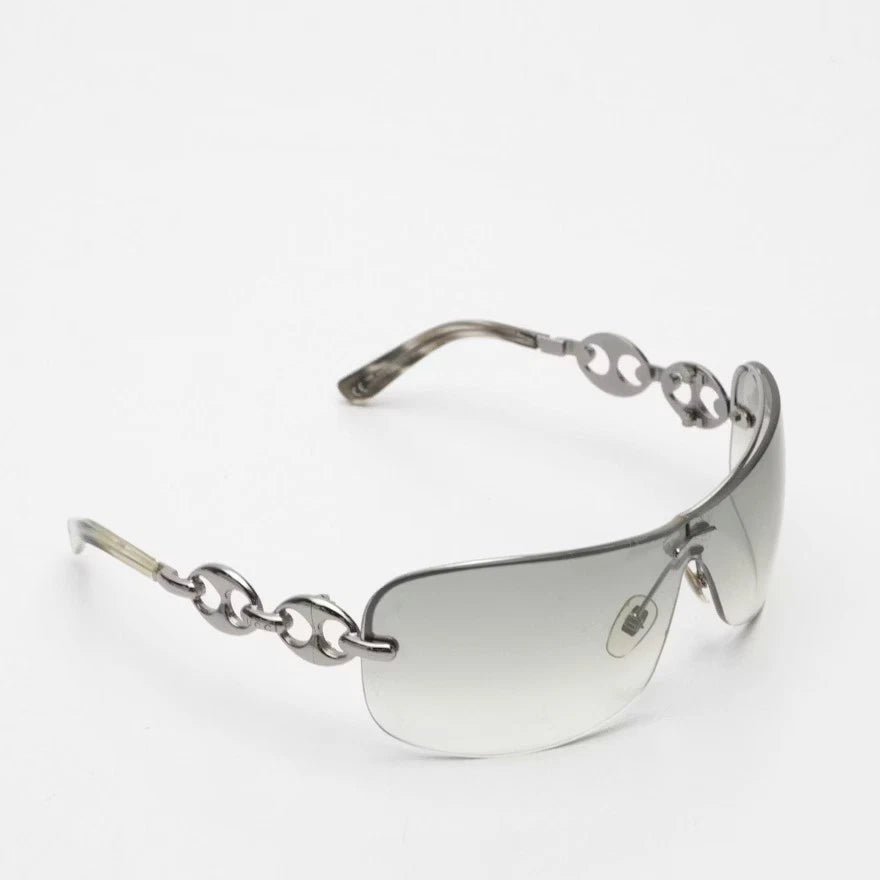 Vintage Gucci Silver Marina Metal Rimless Gray Gradient Sunglasses
