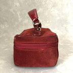 Vintage Gucci Suede Leather Horsebit Vanity Bag Burgundy