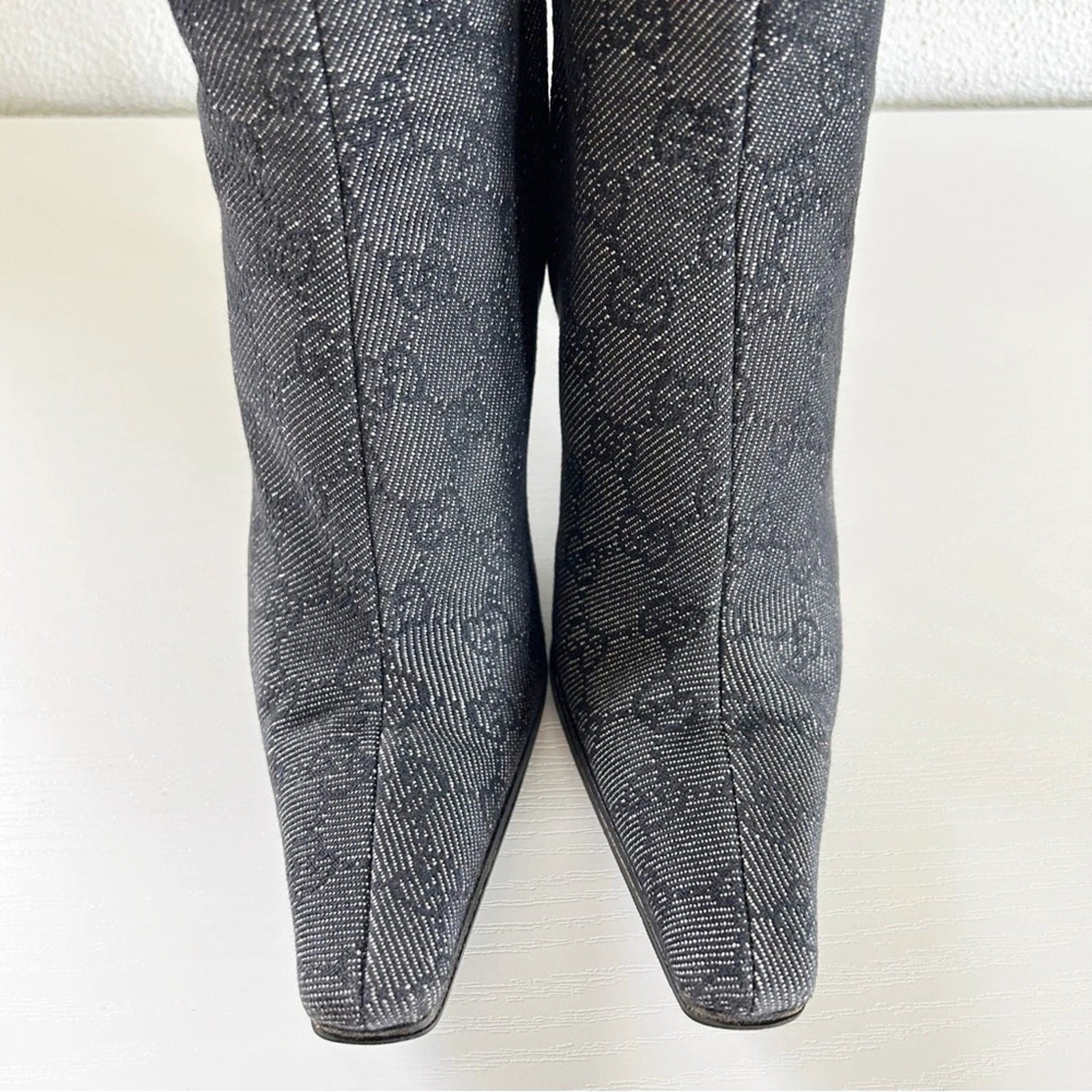 Gucci by Tom Ford Black Monogram Heeled Ankle Boots