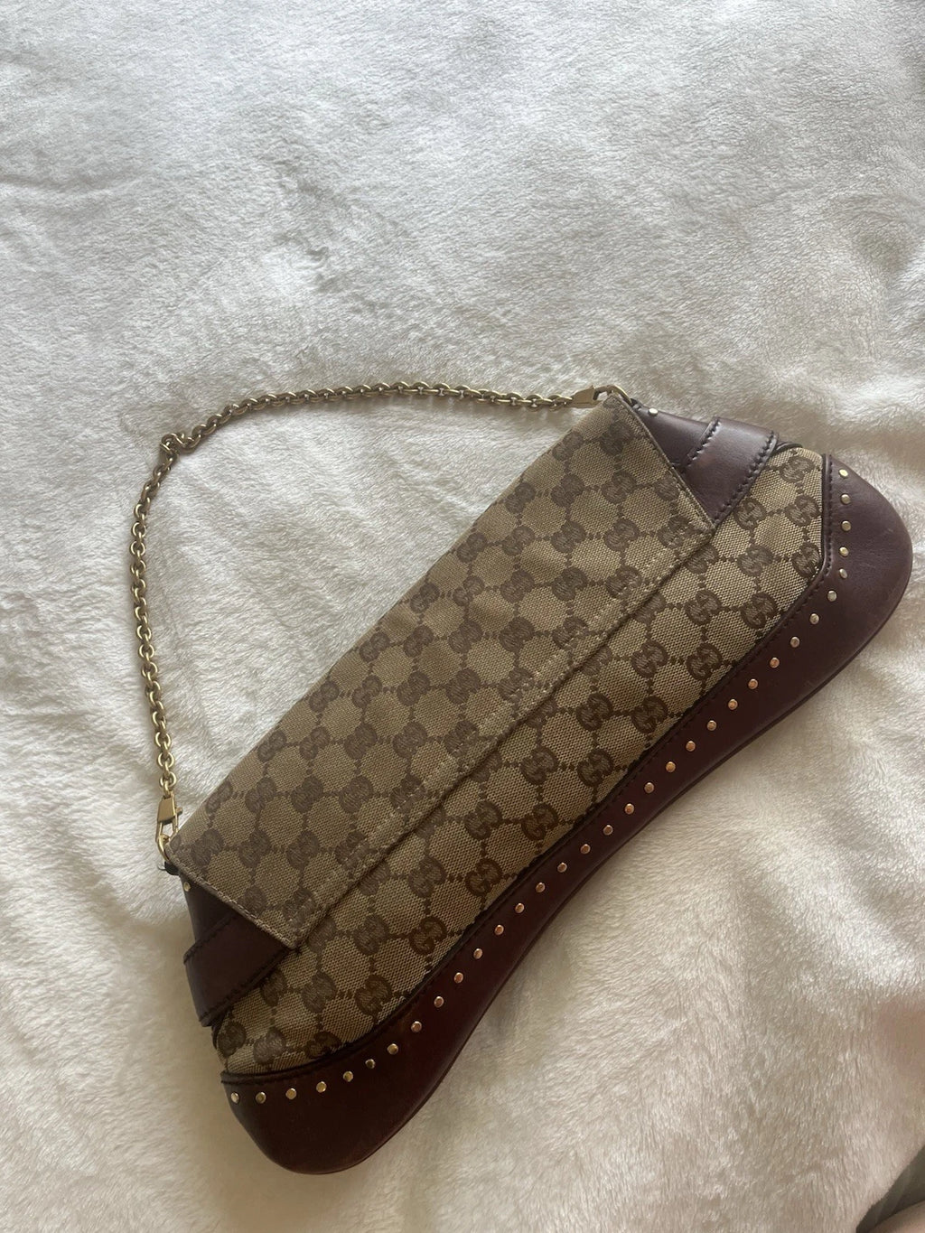 Vintage Gucci Horsebit 1955 Clutch - Tom Ford Era - Brown Caramel Monogram