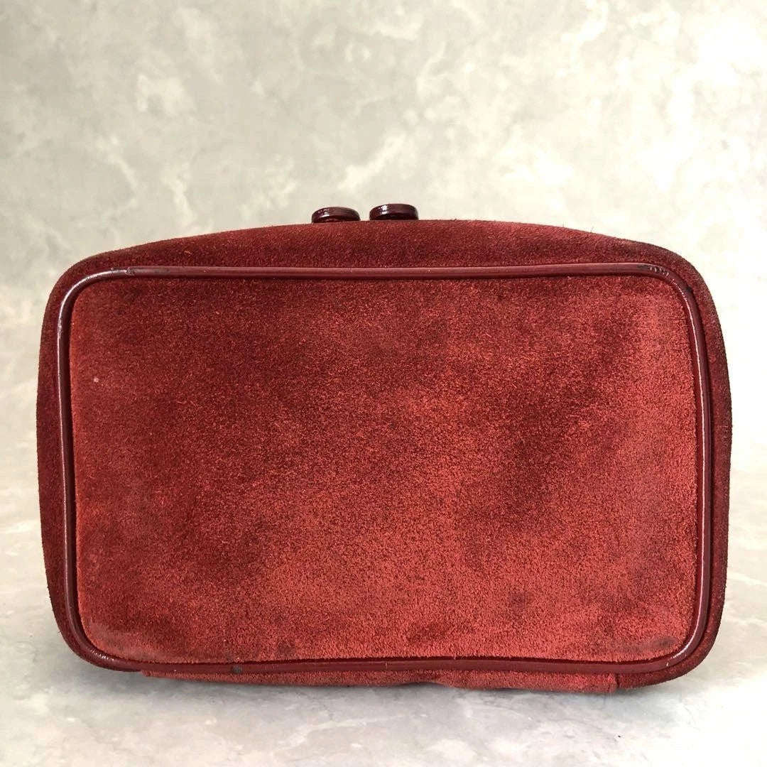 Vintage Gucci Suede Leather Horsebit Vanity Bag Burgundy