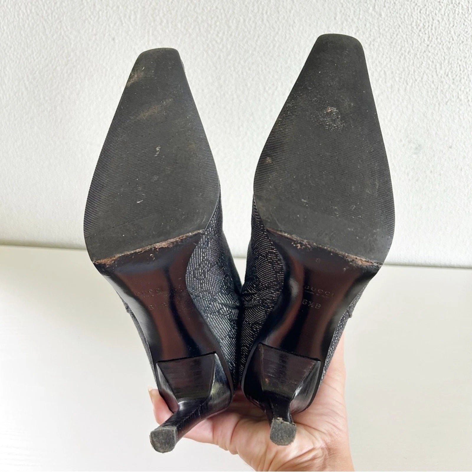Gucci by Tom Ford Black Monogram Heeled Ankle Boots