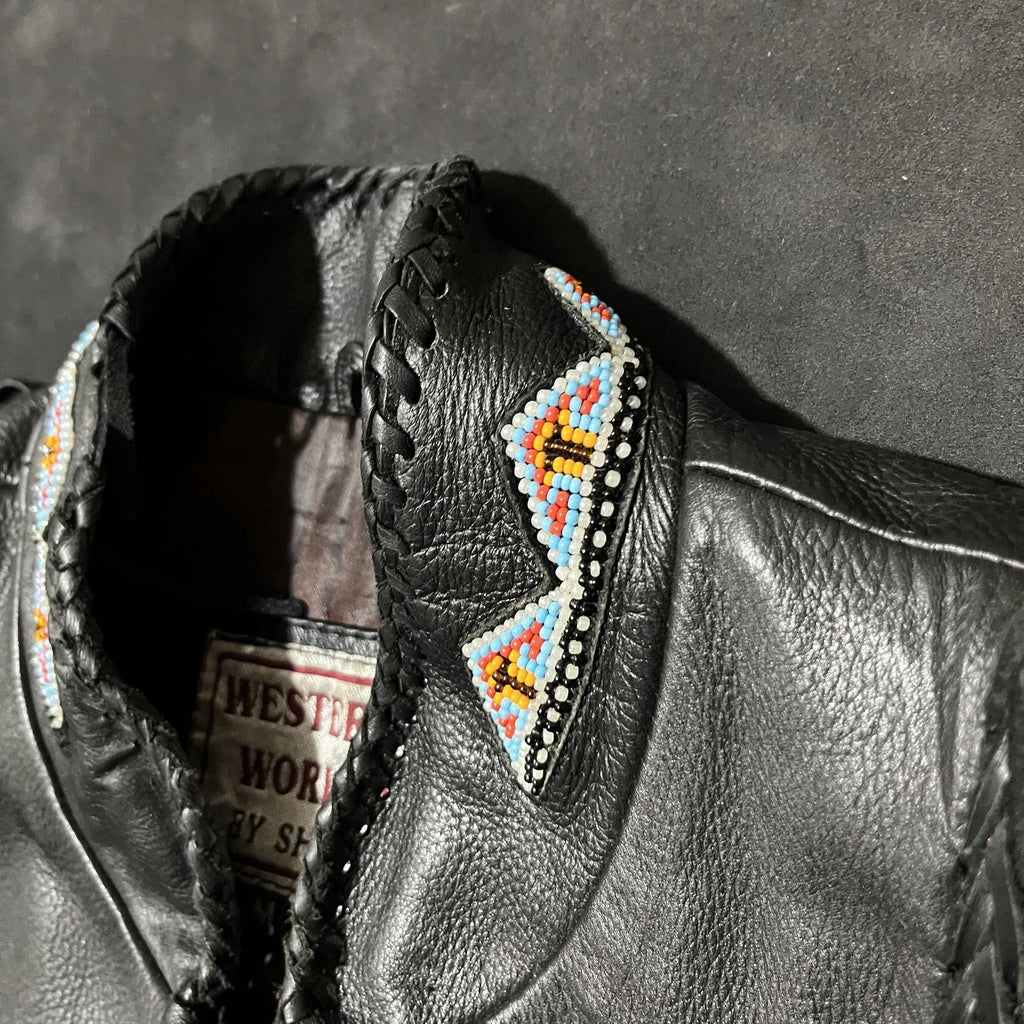 Western World Leather Fringe Beaded Jacket (M)