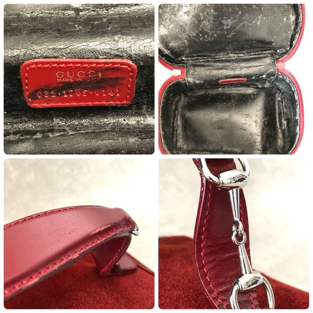 Vintage Gucci Suede Leather Horsebit Vanity Bag Burgundy