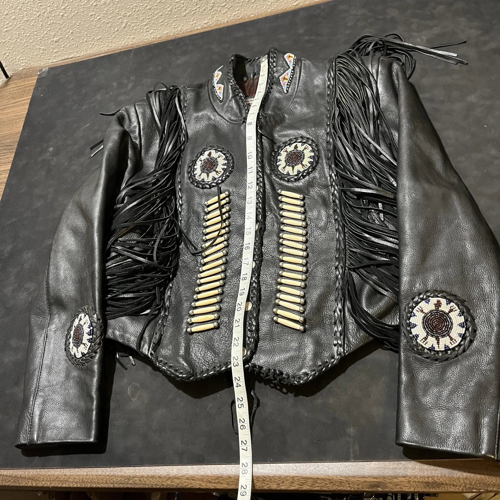 Western World Leather Fringe Beaded Jacket (M)