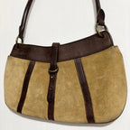 Vintage Ralph Lauren 1980s Brown Suede & Leather Shoulder Bag