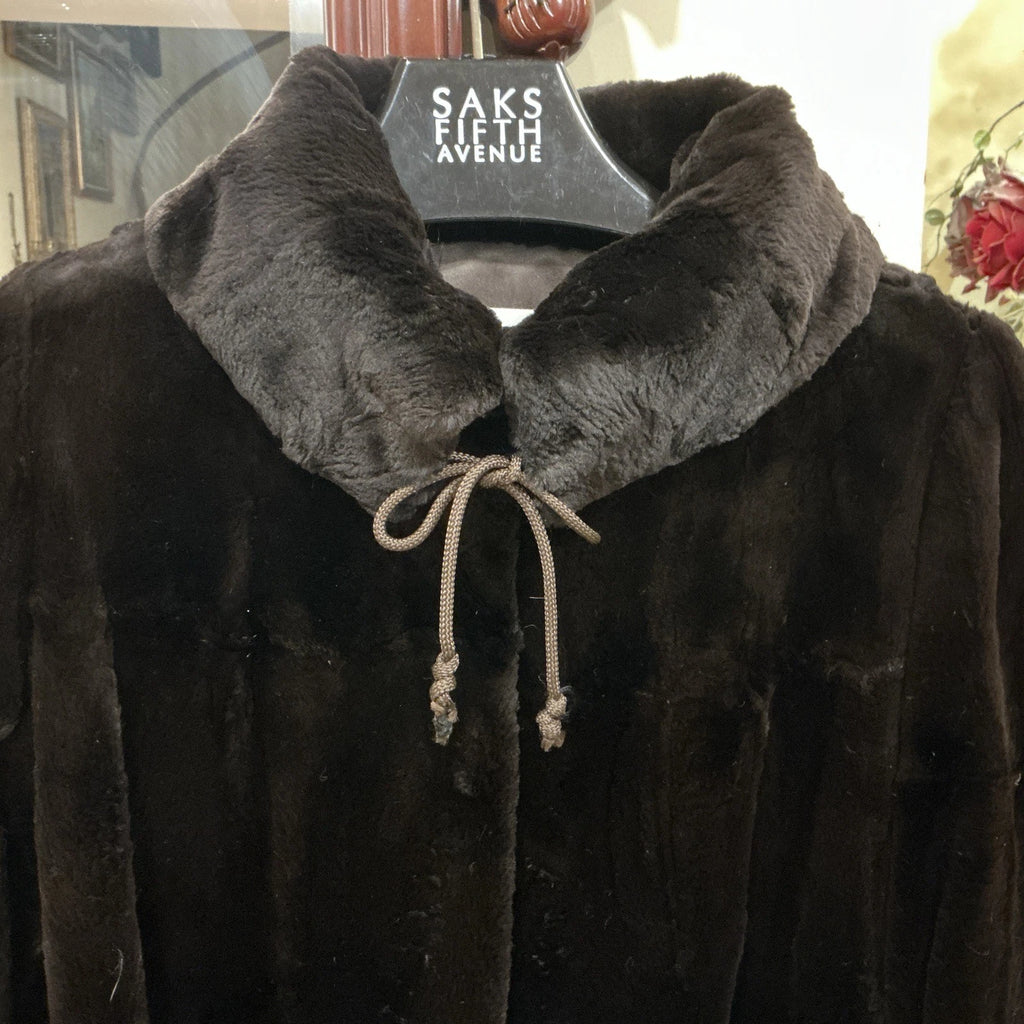 Vintage Black Mink Fur Coat Size XS