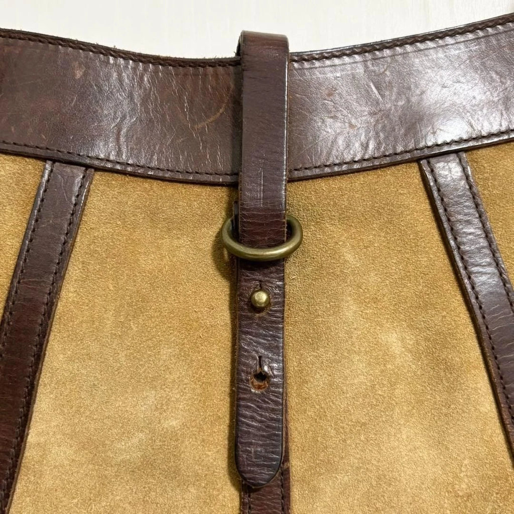 Vintage Ralph Lauren 1980s Brown Suede & Leather Shoulder Bag