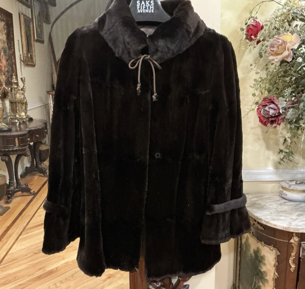 Vintage Black Mink Fur Coat Size XS