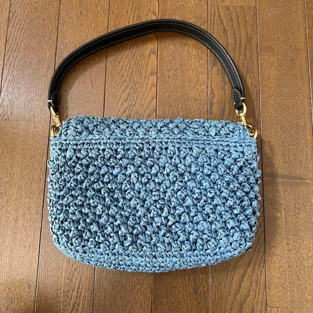 Coach Soft Tabby Blue Cherry Embroidered Shoulder Bag