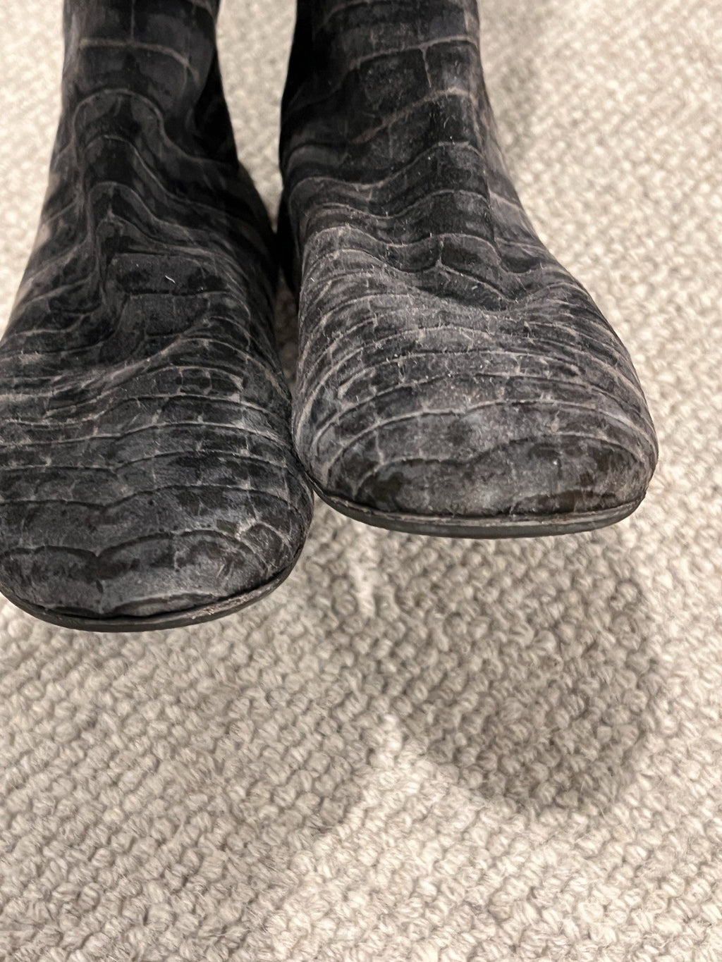 GIUSEPPE ZANOTTI Suede Croc Print Ballet Flat Pull On Boot Boots 38.5 / 8.5 Zip